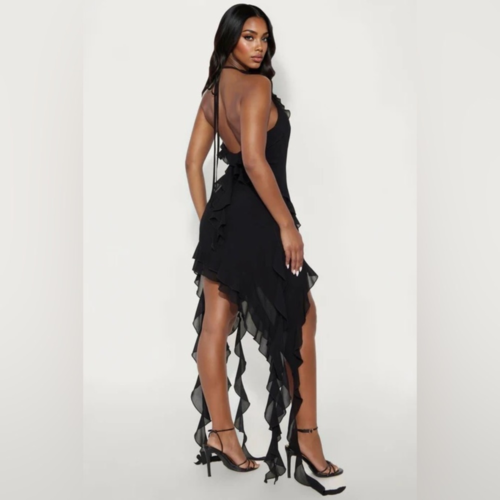 NWT Fashion Nova Ruffles and Roses Midi Dress Black Sz 2X - Picture 6 of 16